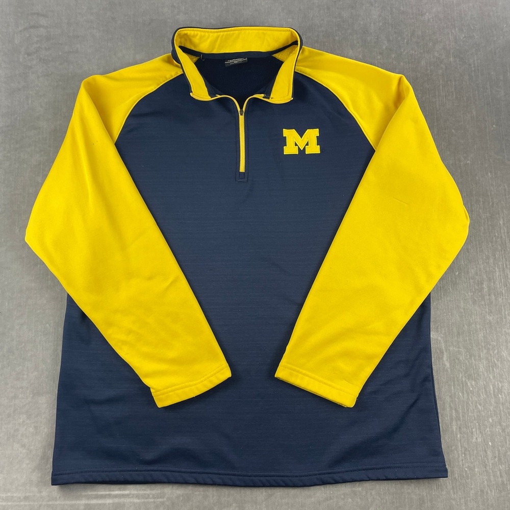 Michigan Wolverines Colosseum Mens XL Navy Quarter Zip Pullover CO-1014-UM